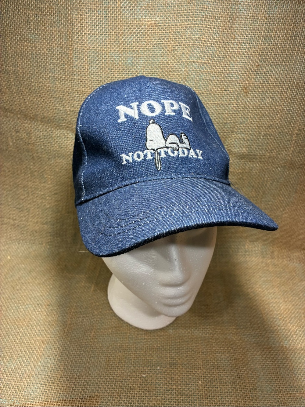Peanuts Snoopy Denim Blue 'Nope Not Today' Baseball Hat
